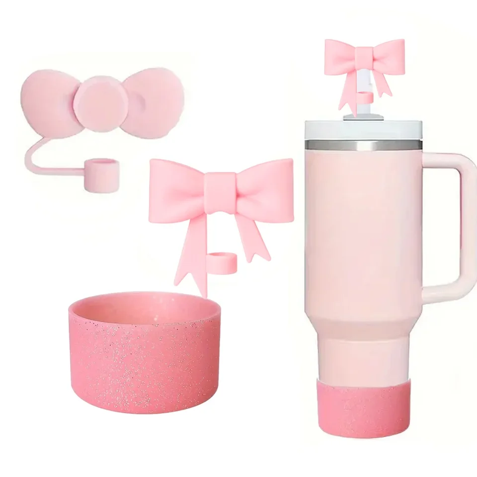 2pcs Bow Slaw Cap pokrýva Toppers Silikónové príslušenstvo pre Stanley Cups 30 a 40 oz poháriky a s ochrannou batožinkou 1pc