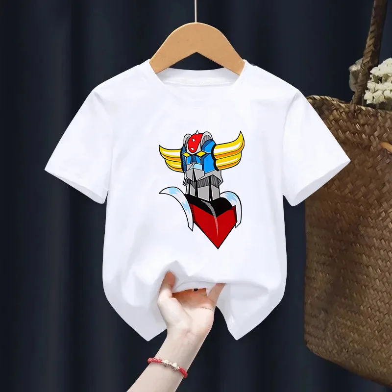 2pcs Boys manga goldorak ufo tričko letné deti Tričko pre chlapčeky dievčatká topánky pre deti biele tričko karikatúry tričká