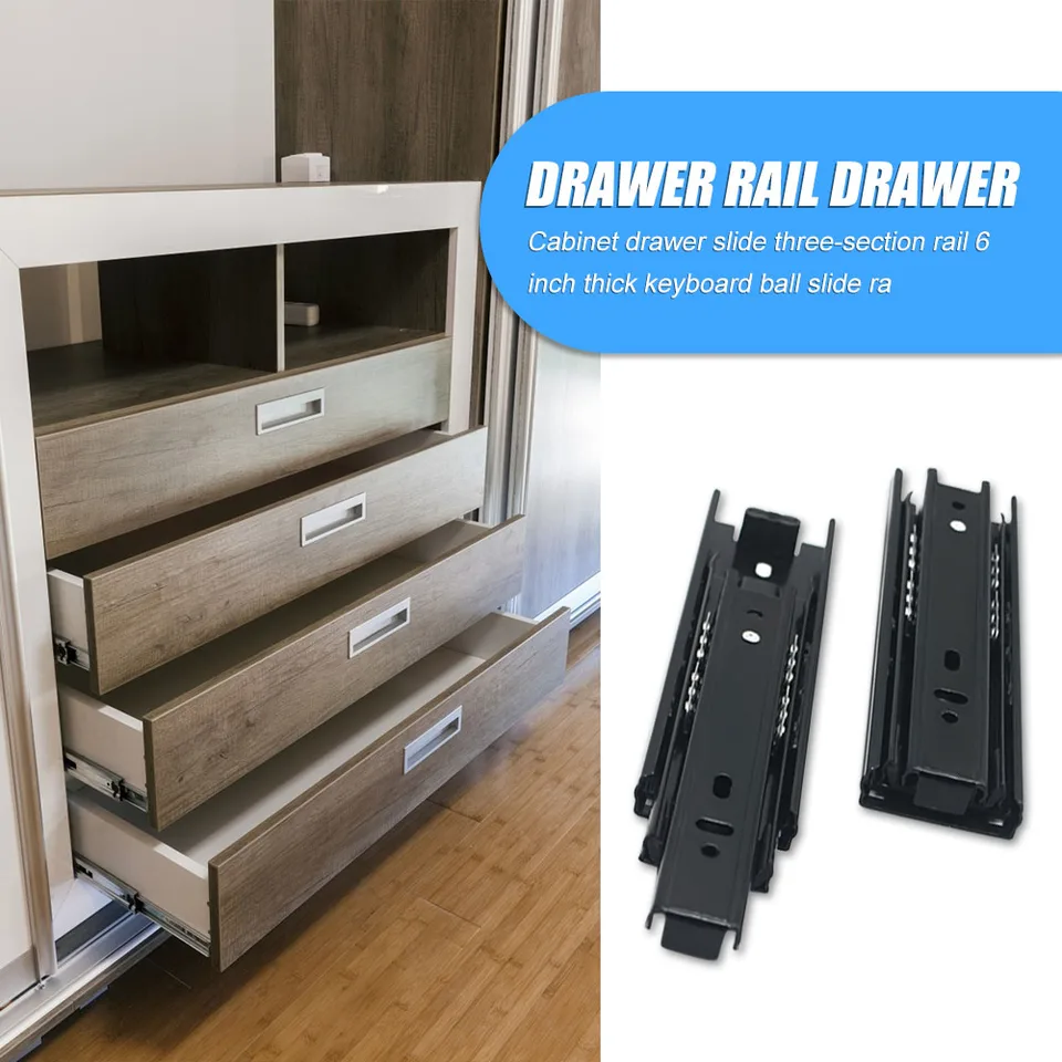 2pcs bočná montáž teleskopickej zásuvky Rail 3 sekcia Slide Track Rail Montáž Zásuvky Slider Prejdili pre domáci nábytok skrinky