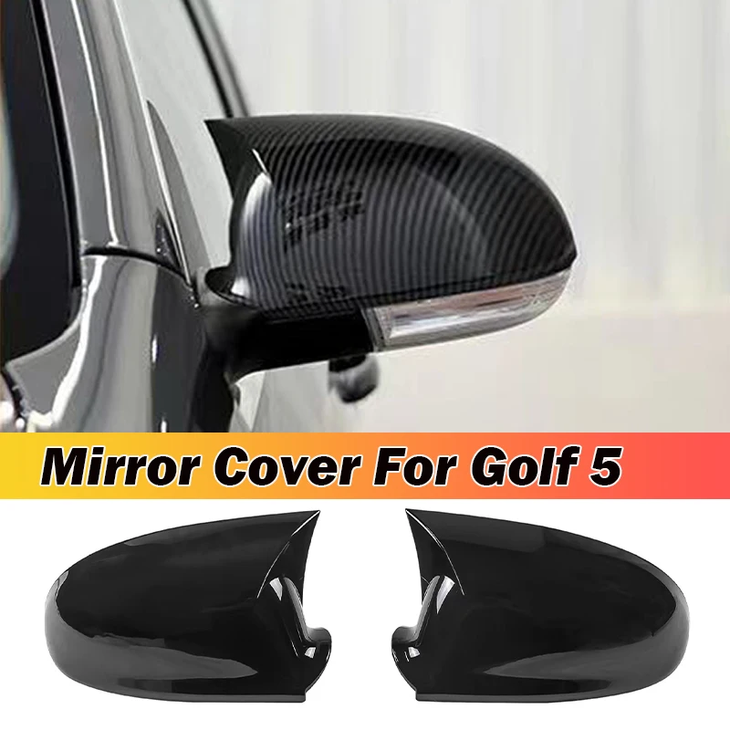 2pcs bočné spätné zrkadlové kryty kryty Gloss Black Carbon Fiber pre VW Golf MK5 GTI 2003 - 2009 Jetta 5 Passat B6 B5.5
