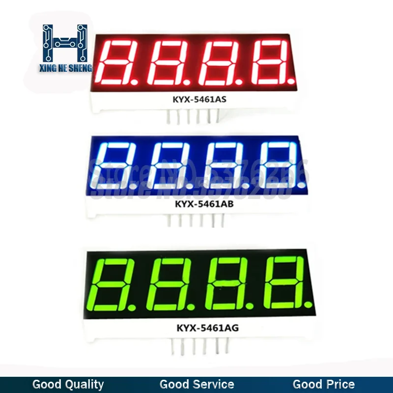 2pcs Bright LED LED 4 -DIGIT Common CATHODE 0,4/0,56 palca Štyri zvýraznené modrá červená zelená biela 4 -číselná anódová digitálna trubica