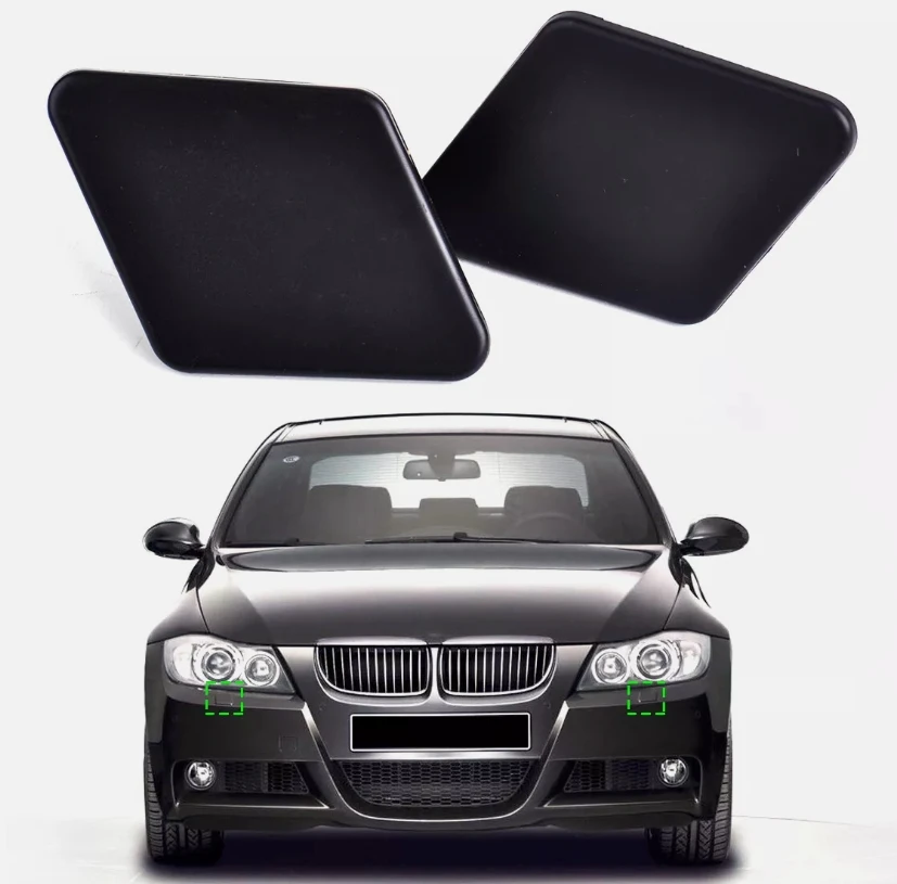 2pcs Bumper Svietiteľ Washer Washher Cover Cover Black for BMW 3 Series E90 2005-09 vľavo 61678031307+doprava 61678031308