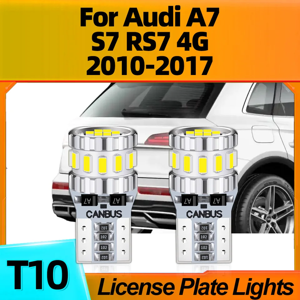 2PCS CANBUS Auto Bulb T10 W5W LED LED ŠPZ LIGHTLE LIGHTS 6000K WHITE PRE Audi A7 S7 RS7 4G 2010 2011 2012 2013 2014 2015 2015 2016 2017
