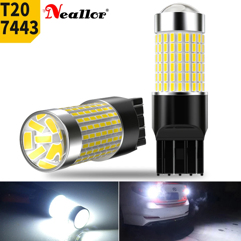 2PCS CANBUS T20 7443 W21/5W 7440 W21W 580 LED základné záložné záložné žiarovky Vysoký výkon 2000lm Chyba bezplatne reverzné svetlá 6000K