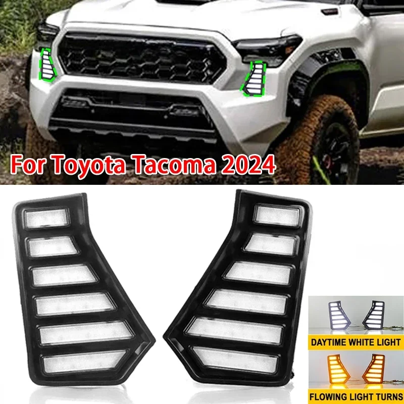 2pcs CAR Daytime Running Light Flowing Turn Signal Light pre Toyota Tacoma 2024