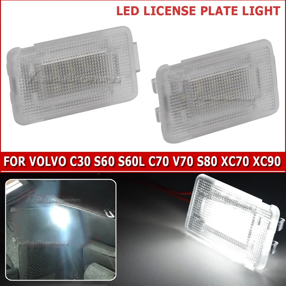 2PCS CAR LIPRITIONSKO Svetlo Svetlo pre Volvo C30 S60 S60L C70 V70 S80 XC70 XC90 EGAGATY PATRECTMENT Biela žiarovka osvetlenie žiarovky