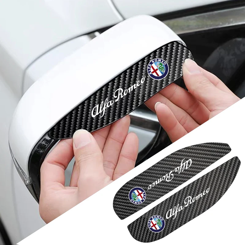 2pcs Carbon Fiber Car Regas Mirror Rain Dažď pre obočie pre Alfa Romeo Mito Brera 147 Giulietta 159 156 Stelvio Sportiva Giulia Giulia