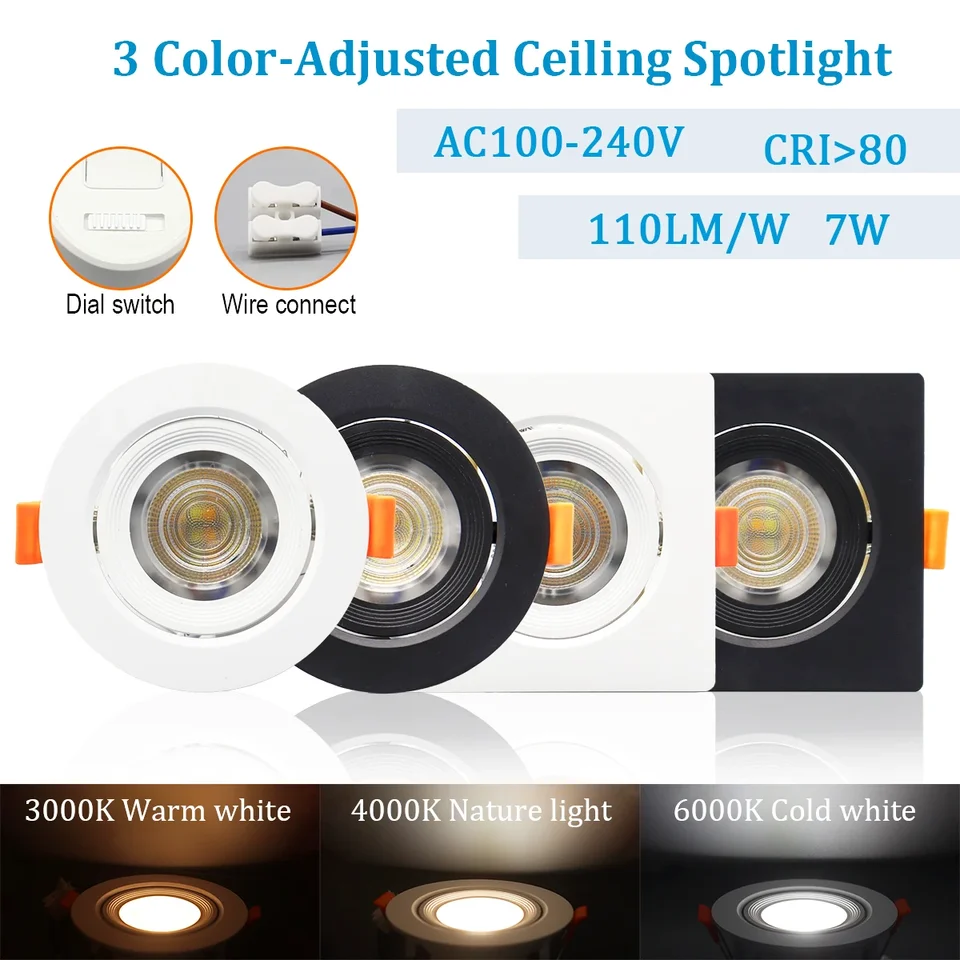 2pcs CCT stmievateľný vysoký lúmen vložený stropný LED stropné reflektory nastaviteľné downlight 7w 770lm pre domácu dekoráciu