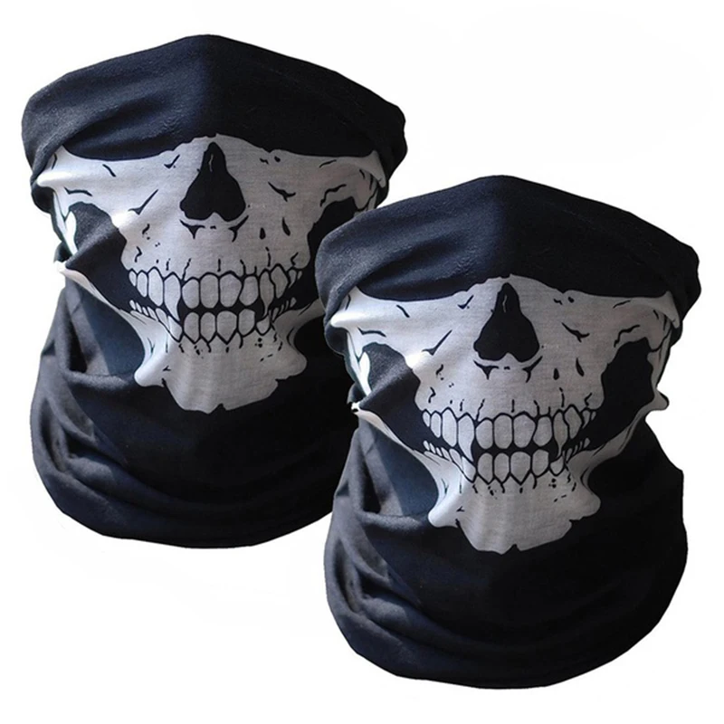 2pcs Cool Bicycle lyžiarska lyžiarska maska ​​Mask Ghost Scarf Multi Používa krk teplejšia treska