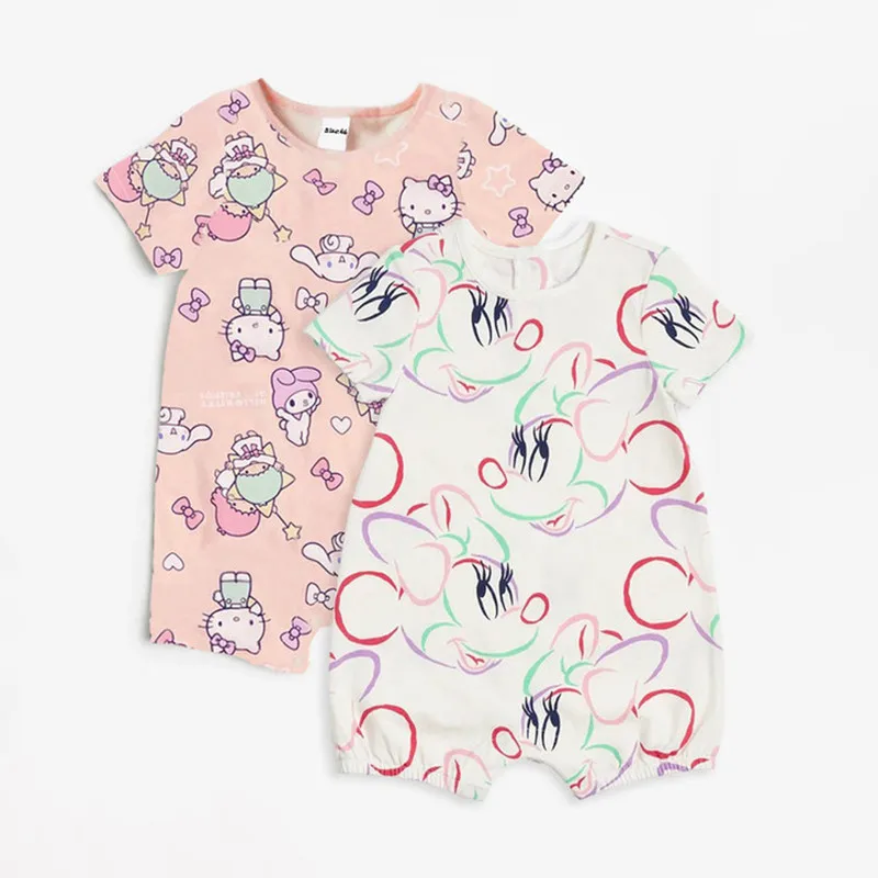 2pcs Cute Minnie Mouse dievčatko SKYSSUITY SELNÁ CATNA HOLLIKO KITTY Moja melódia tlačená detská dojčenská detská detská šaty