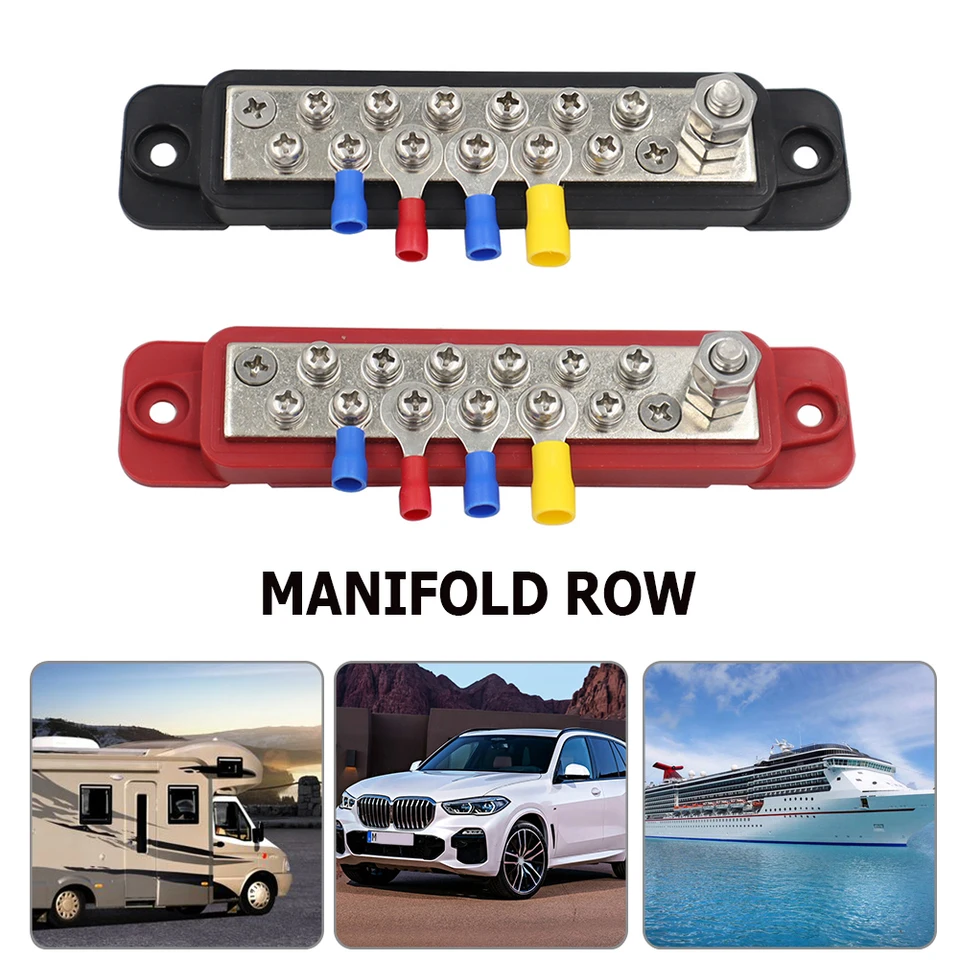 2PCS Distribučný blok batérie 12 Terminál 48V 180A MORINE BUS BAR kladný negatívny BARA BAR pre čln CAMPER RV