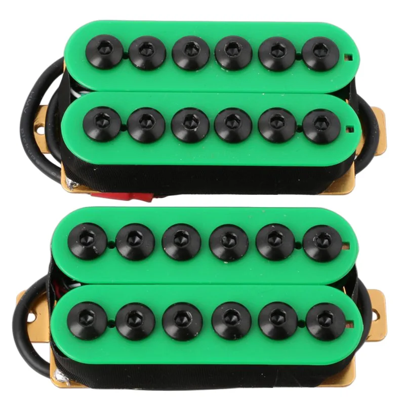 2pcs Double Coil Electric Guitar Humbucker Pickup Bridge & Neck Ceramic Magnet Invader Style Punk Green