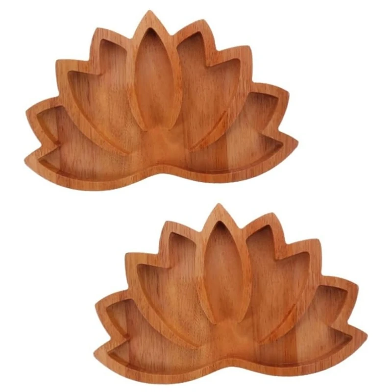 2pcs drevený lotosový tvar kryštálový displej zásobník retro šperky éterický olej kryštálového skladu