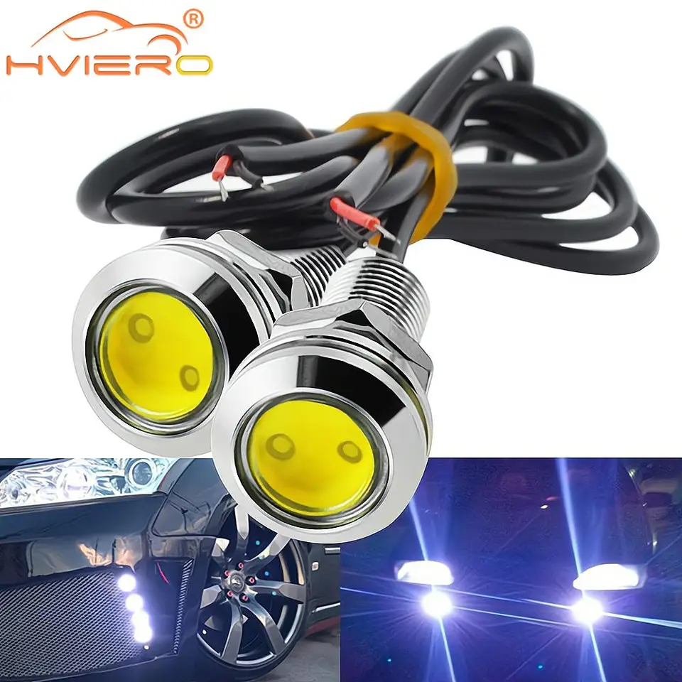 2pcs DRL 18 mm augle eye eye strieborná shell DRL LED denné svetlá LED 12 V zálohovanie reverzného parkovacieho signálu Automobily lampa