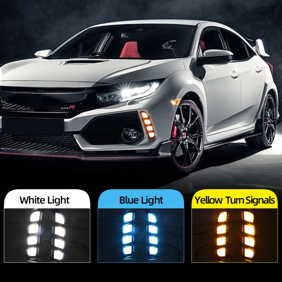 2pcs DRL pre Honda Civic Type R 2018 2019 2020 2021 LED denné svetlá Denné svetlá žltej zákruty Signálna lampa vodotesná
