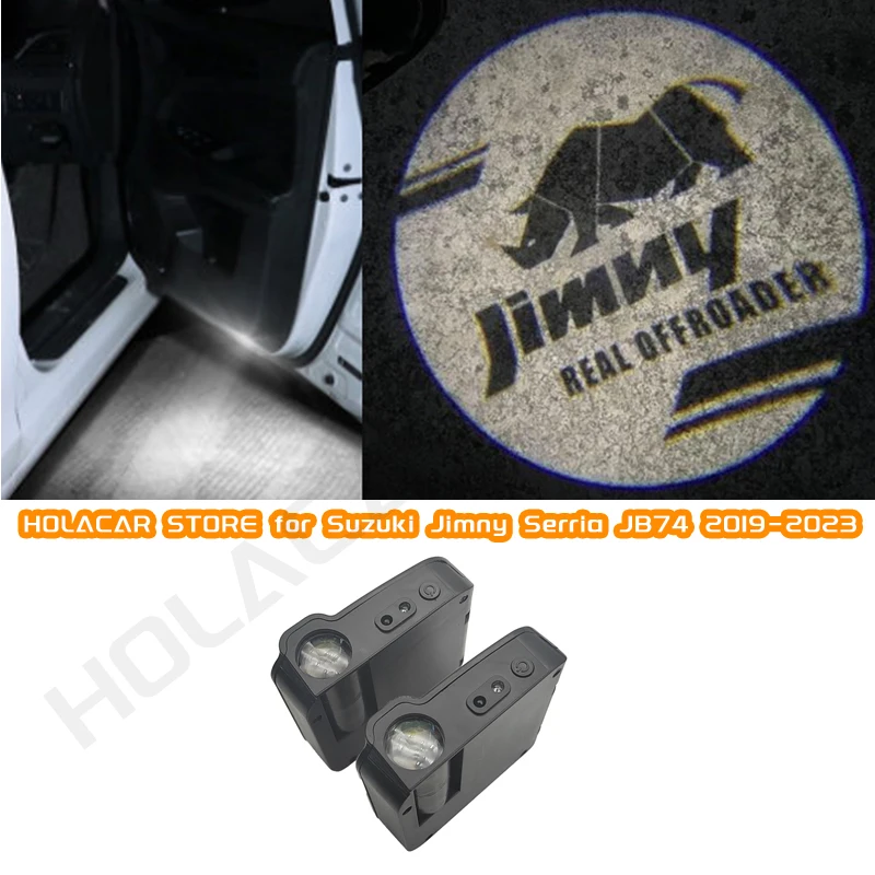 2pcs dvere auta Empl Logo Logo Uvítacia lampa bezdrôtový laserový projektor LED senzorové lampy pre Suzuki Jimny JB64 JB74 2019 2024