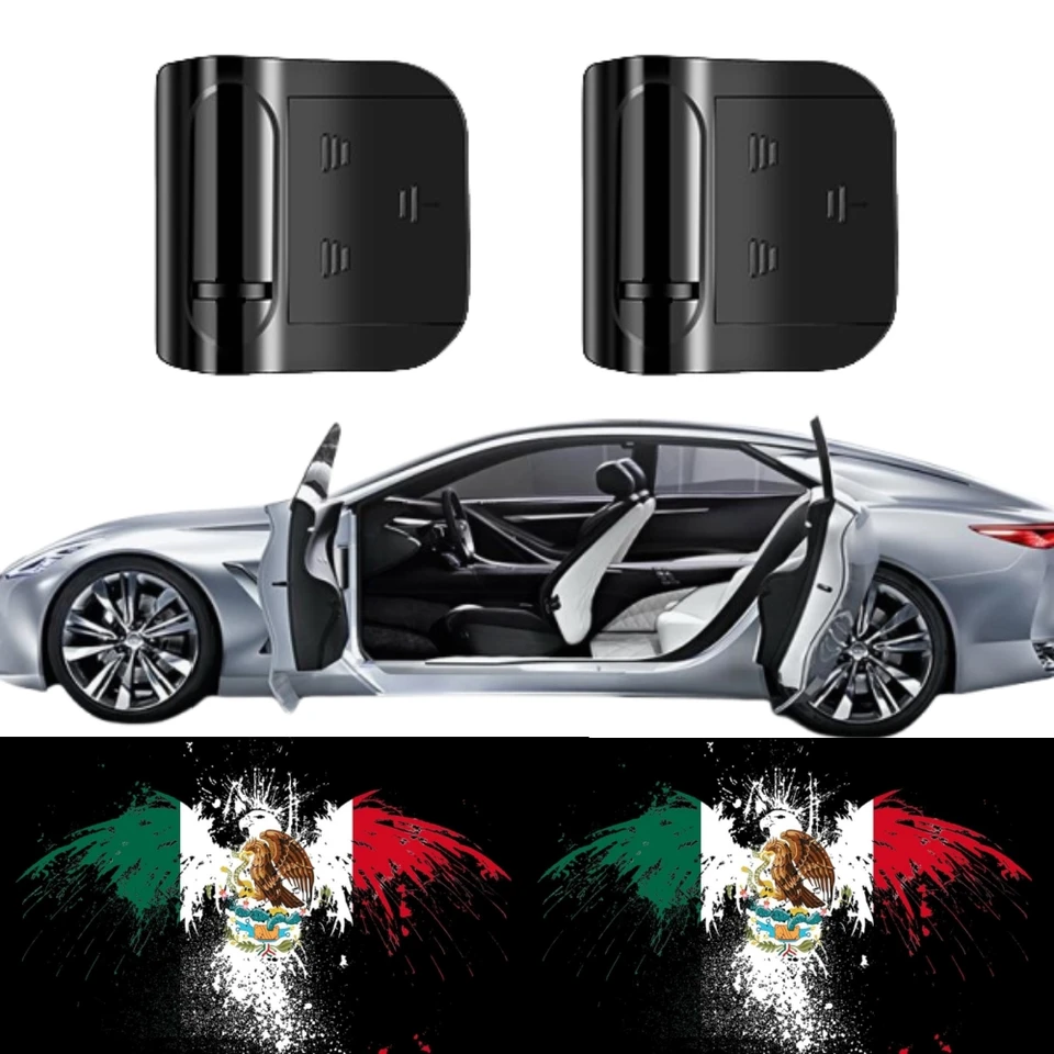 2pcs dvere auta svetiel projektor s láskavým dovolením Light Mexican Eagle Flag Wireless uvítacie dvere LED LOGO LIGHT DOHODNÉHO PROJECTOR