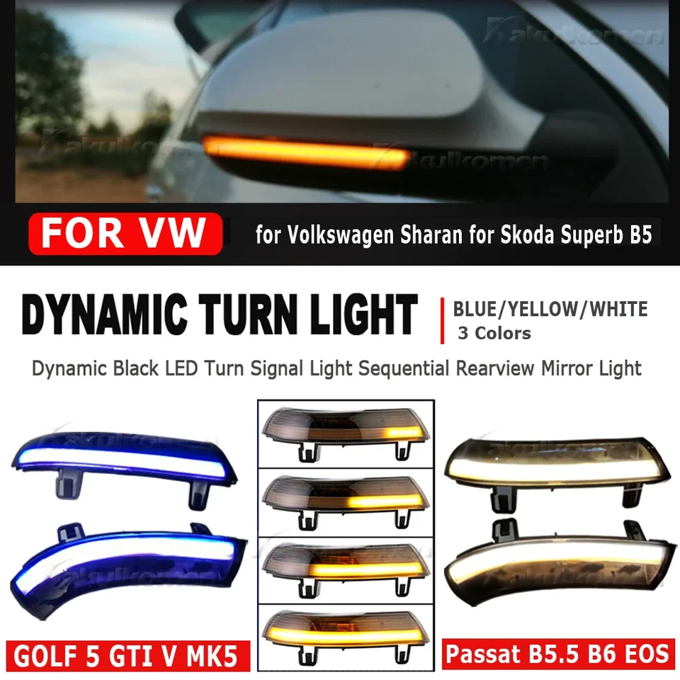 2pcs Dynamic Blinker pre VW Golf 5 GTI V MK5 Jetta Passat B5,5 B6 Sharan Superb B5 EOS LED Turn Signal Signal Indikátor Svetlo