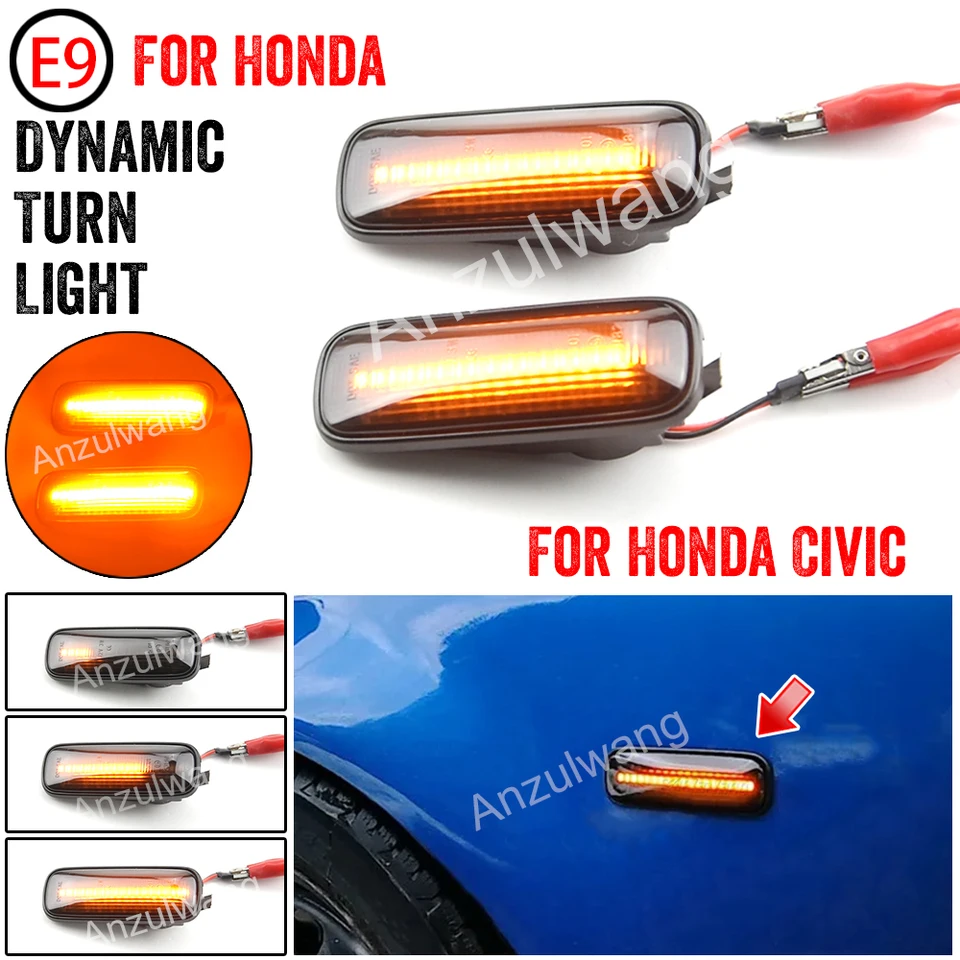 2pcs Dynamic LED Marker Marker Lights Indikátor signálu Automobilové príslušenstvo pre Honda Civic EK 2/3/4dr Ballade CRV Prelude 95-99