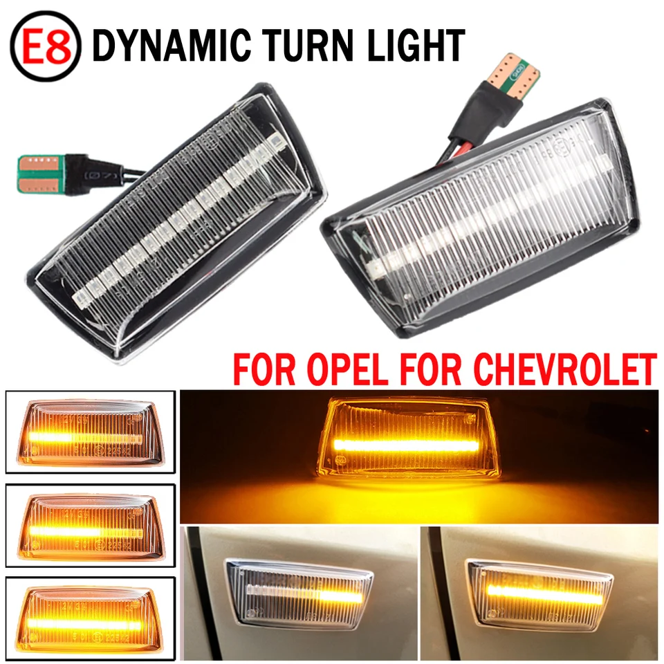 2pcs Dynamic LED Side Marker Light Repeater Lamp pre Chevrolet Cruze J300 Aveo Orlando Cadillac BLS Opel Astra Zafira Corsa Adam
