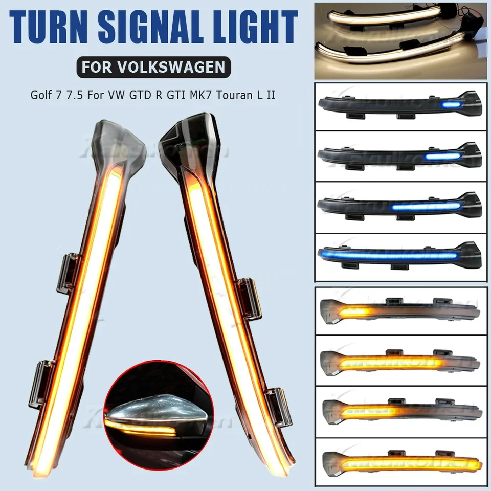 2pcs Dynamic LED Turn Crystal pre VW Golf MK7.5 GTI 7 7,5 R RLINE GTD VII Mirror Light Clear 2013 2020 BLINKER Šípka