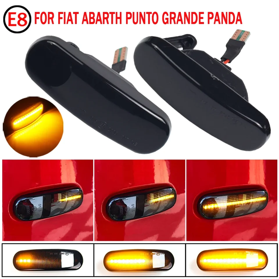 2pcs Dynamic LED Turn Signal Side Marker Light Repeater Lamp pre Fiat Panda 169 Grande Punto Inkl Evo Doblo Fiorino Linea Idea
