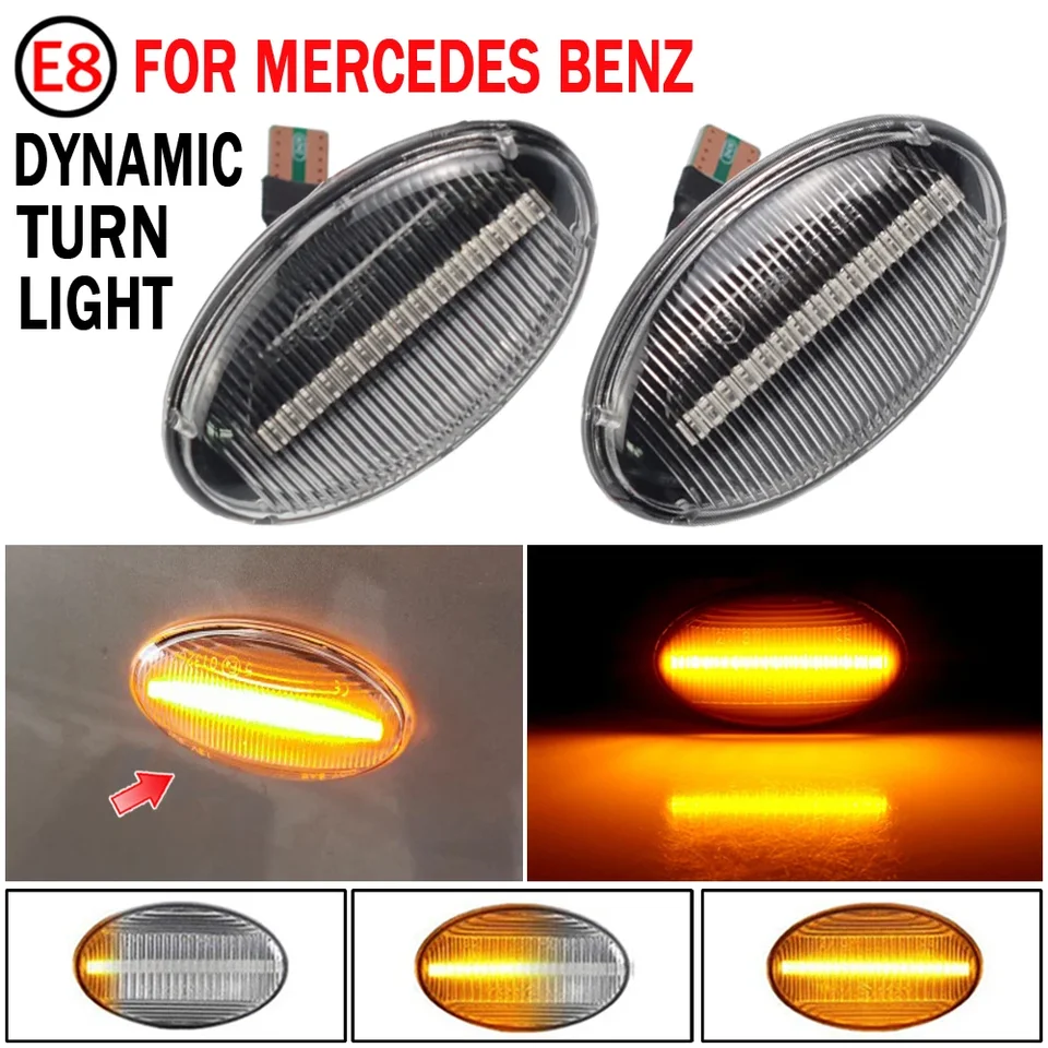 2pcs Dynamic LED Turn Signals Sigight Sight Marker Príslušenstvo pre autá pre Smart 450 452 a Mercedes-Benz W168 W639 W447 Citan 415