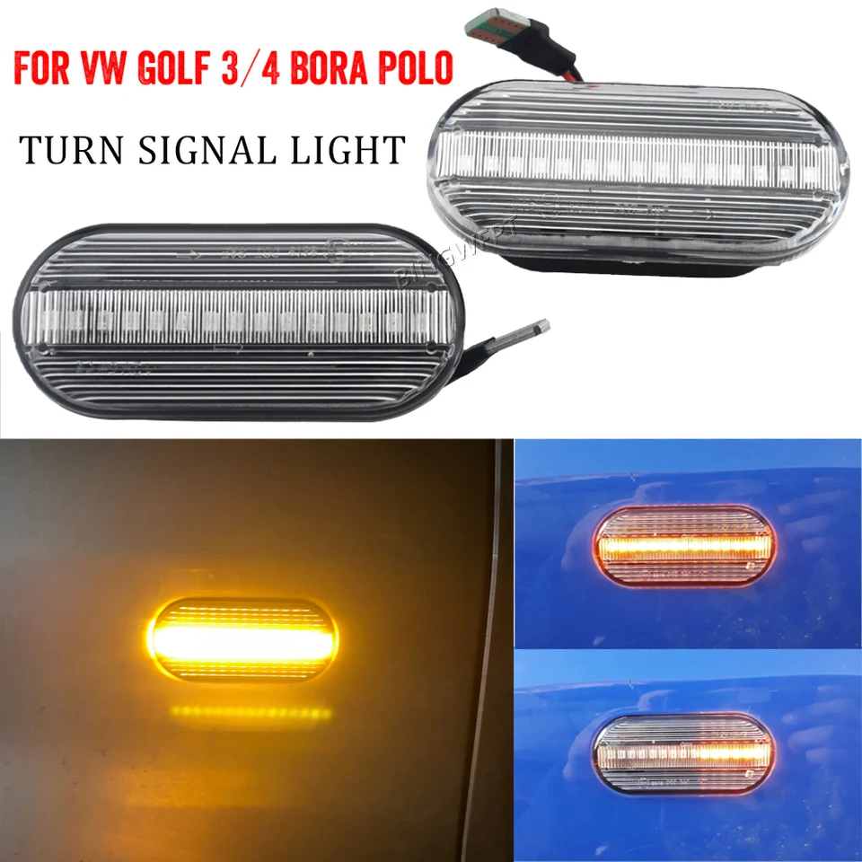 2pcs Dynamické bočné značky Sight Side Sigight Sigight pre sedadlo Leon Ibiza 6L Ford Focus MK2 VW Golf 3 4 Lupo Passat Polo 6n 9n Bora