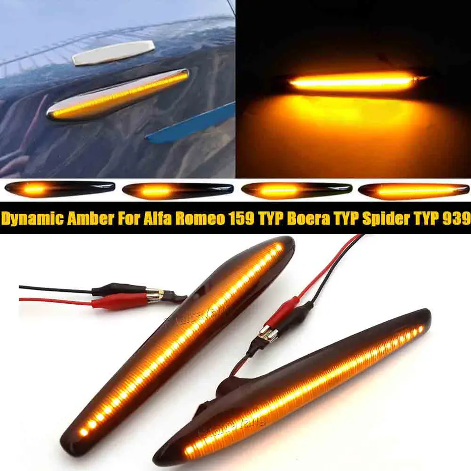2pcs Dynamické LED bočné značkové svetlá Otočenie žiaroviek Signál pre Alfa Romeo 159 Brera 939 Giulietta 940 Juliet Veloce Ti Sprint