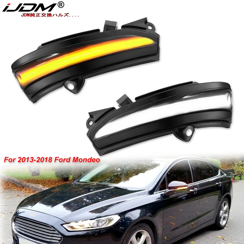 2pcs Dynamický sekvenčný blikanie/prietok LED bočné zrkadlo Zostava svetla Svetla pre Ford Mondeo Mk5 Mk V Cd CE Cf White DRL 15-19