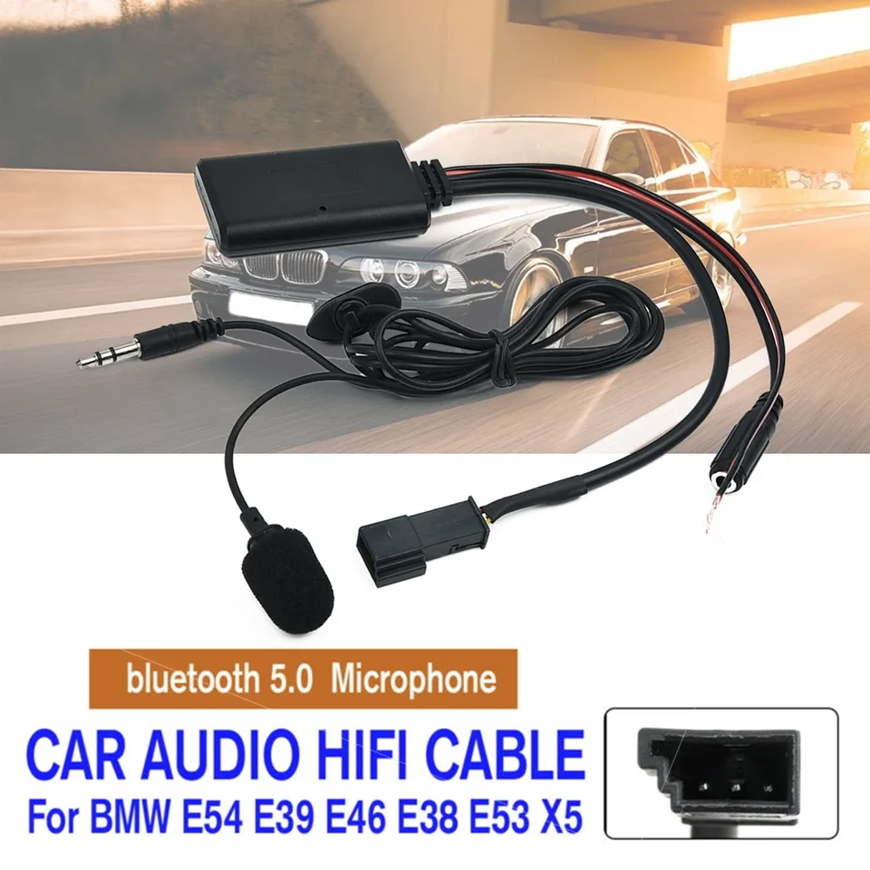 2pcs E16751 Audio HiFi káblový adaptér Bluetooth5.0 Mikrofón čierny ABS pre BMW E54 E39 E46 E38 E53 Jieri BT 5908 12V 20 mAh