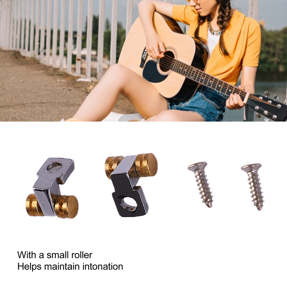 2pcs Elektrické gitarové valcové struky Tree Brass Zinc Zinc Roller String Guide Detoder for Bass
