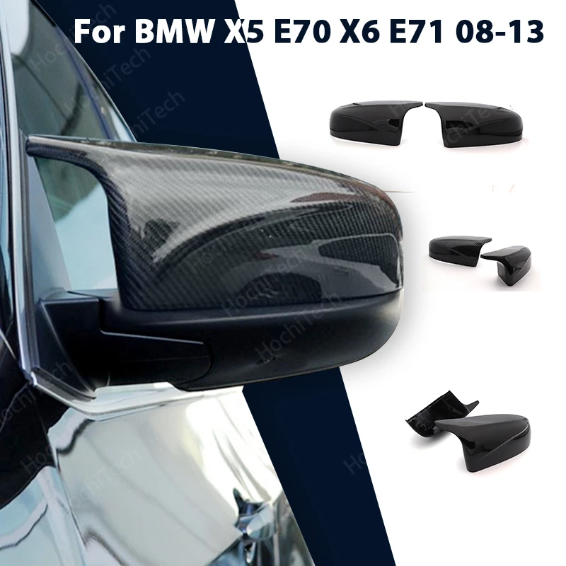 2PCS facelifted Vynikajúci modifikovaný spätný pohľad jasne čierne krycie kryty zrkadlového krytu z uhlíkových vlákien pre BMW X5 E70 X6 E71 2008-2013