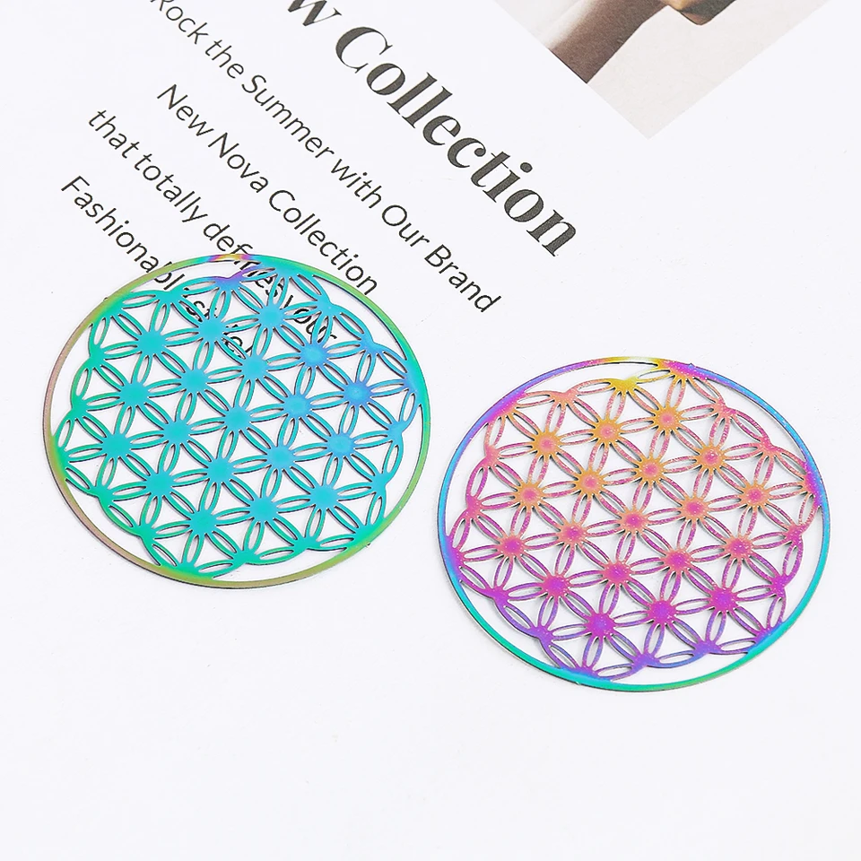 2pcs farebný kvet života visiaci veterný zvonkohry konektor Svätá geometria Mandaly kúzlo prívesok DIY remeselné šperky