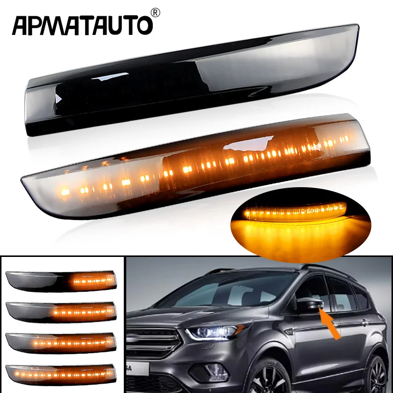 2pcs for Ford Escape Kuga II Ecosport 2013-2019 Príslušenstvo automobilu Dynamické LED strana spätného zrkadla Otočenie signálu Light Indikátor