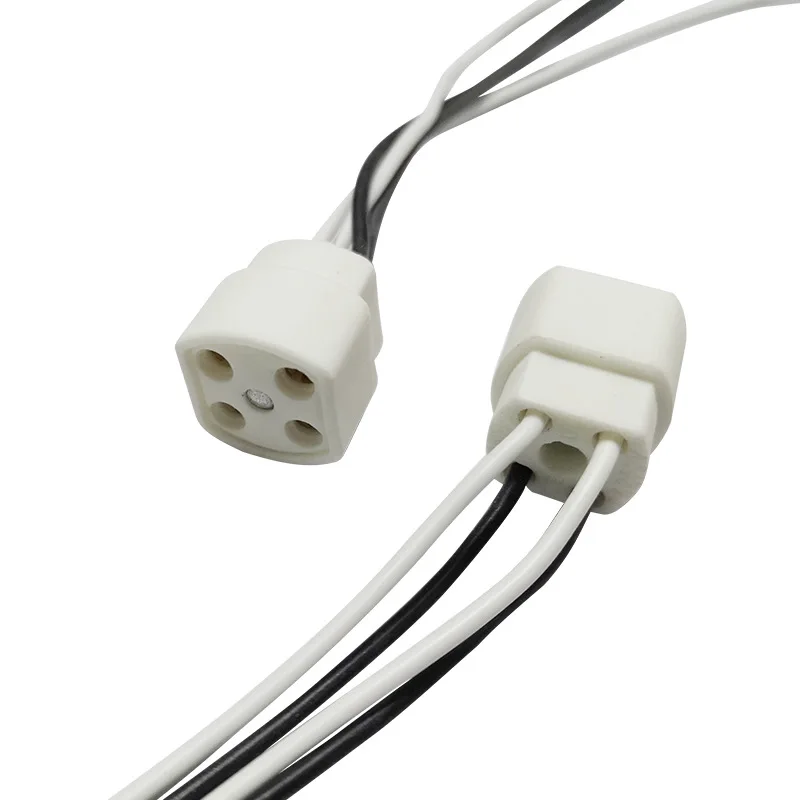 2PCS G10Q Držiak svetla s držiakom 20 cm dlhý kábel T4 T5 T8 Ring Lamp Zátka 4pins Lamp Base Base Izolačná trubica ultrafialová žiarovka Base Base