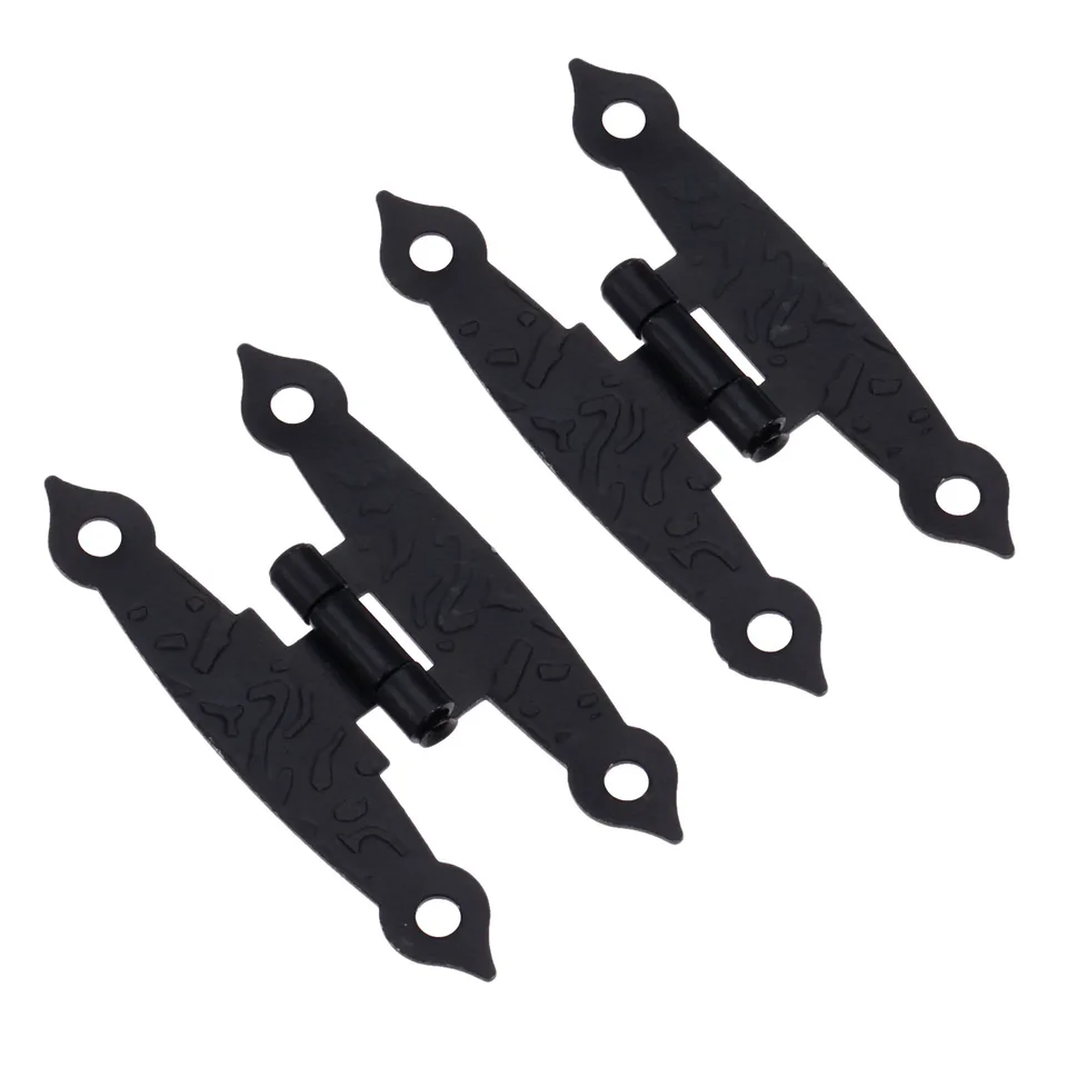 2PCS H Thare Hinges +8 skrutky Čierne 65*33 mm demosed 4 dierové nábytok skrinka Wooden Jewen Box