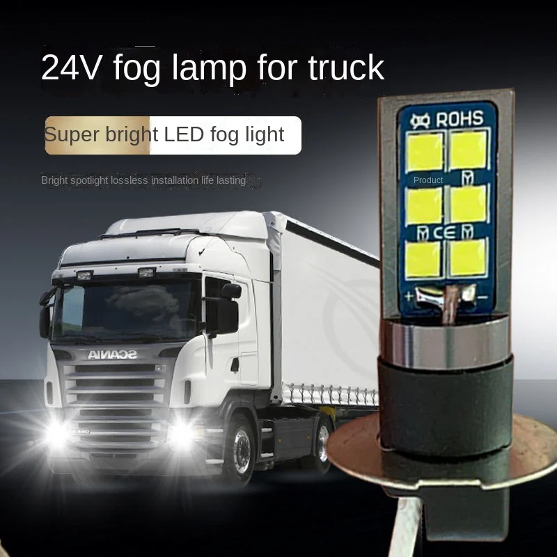 2pcs H3 LED žiarovka Super jasné auto veľké auto hmlové svetlá DC 12V-24V 6000K Running Light Light Auto hmlové lampa Deň behu svetlo