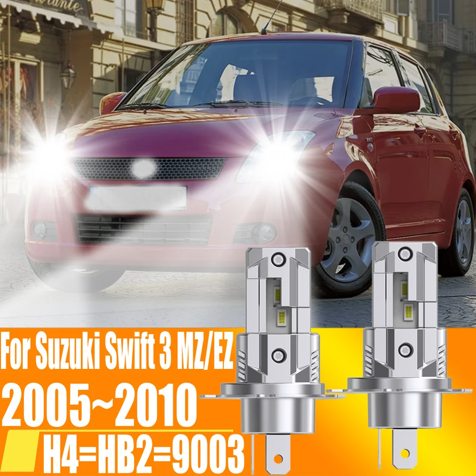 2PCS H4 HB2 9003 LED svetlomet Canbus Canbus Can Žiarovka Vysoko výkonná biela hmlová diódová lampa 12V 55W pre Suzuki Swift 3 Mz EZ 2005 ~ 2010