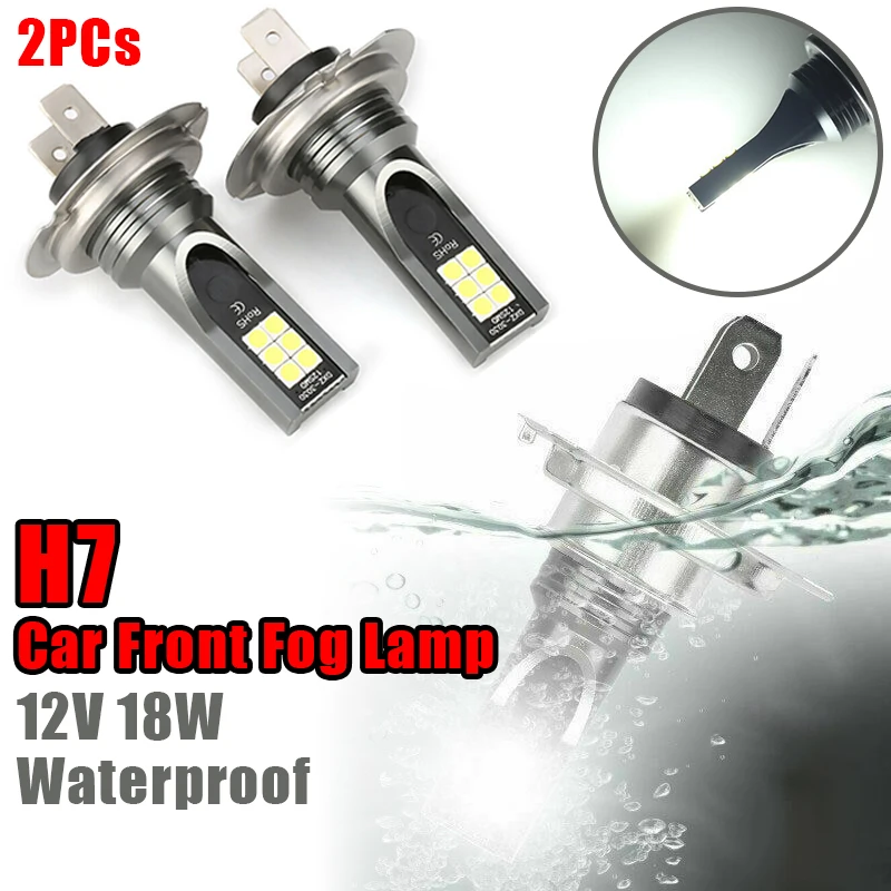 2pcs H7 LED svetlometka žiarovka Súprava auto predná hmlová lampa nepremokavá super svetlá 6500k biela