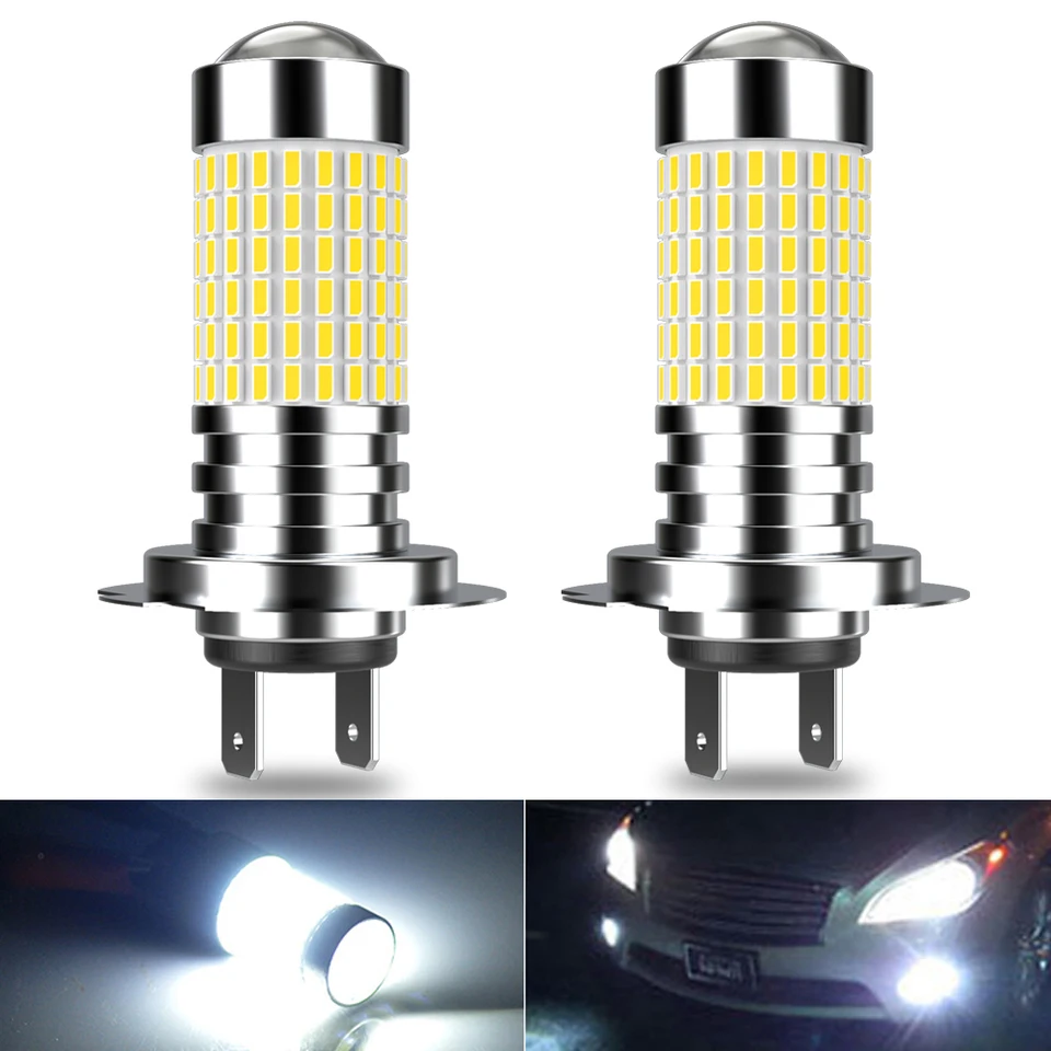 2pcs High -Power H7 Base LED žiarovky LED žiarovky Super jasný výkonný žiadny adaptér Vyžaduje sa auto turbo dióda biela moto hmlová lampa 12V