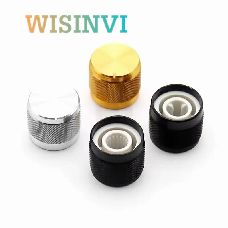 2pcs Hliníkový gombík Priemer 15 mm výška 13 mm potenciometra Knob Knob D V tvare Vnútorný otvor 6 mm