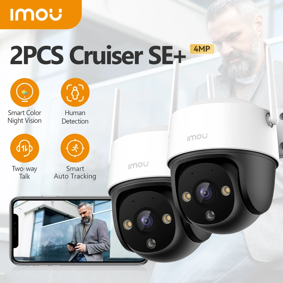 2pcs IMOU Cruiser SE+ 4MP Wi-Fi Camera Smart Color Night Vision IP66 Weather-odolný v prírode 360 ​​° PTZ inteligentné automatické sledovanie