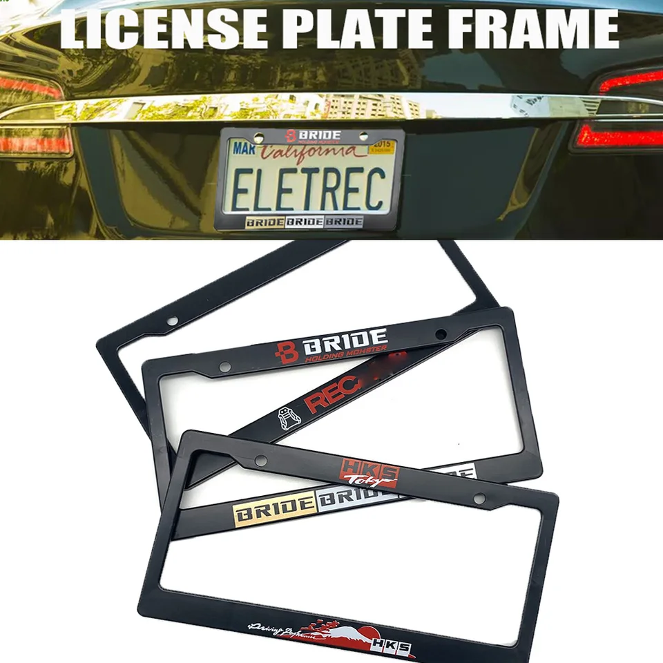 2pcs jdm v štýle HKS Bride USA Standard Abs Car Avostónová značka Rám pre HKS Bride Racing Car Decoration Auto Number Držiteľ držiaka