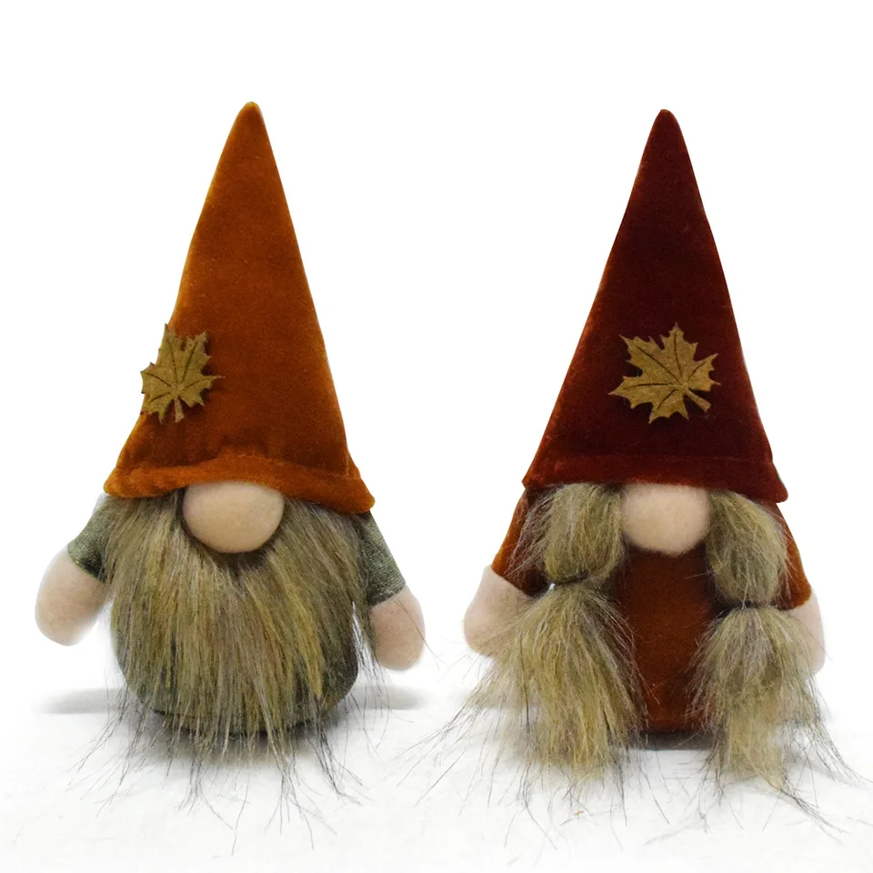 2pcs jesenná bábika Maple Leaf Sunflower tkanina Goblin Rudolf Sezónny ozdoba trpaslíka dekorácia