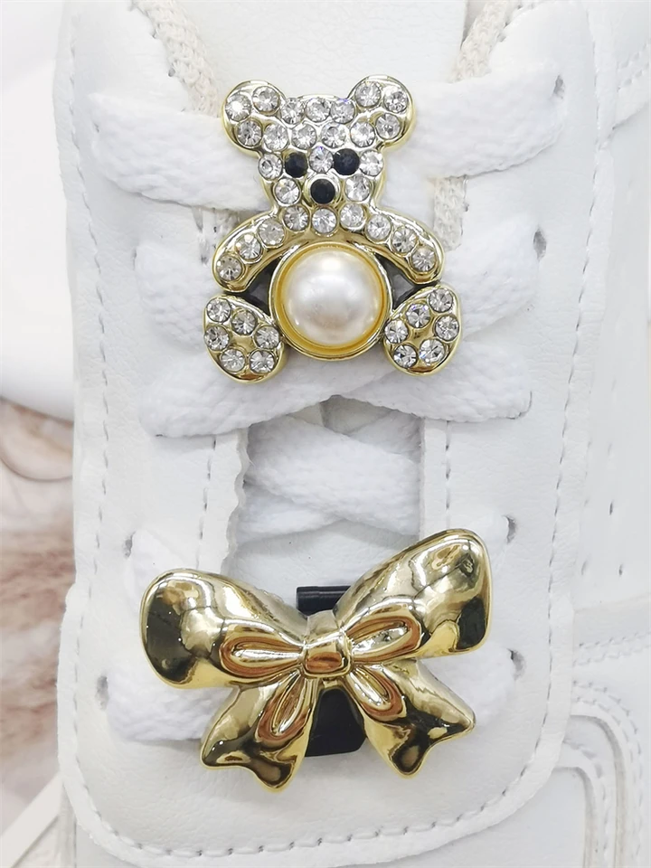 2pcs kamienok Shoelace Charms abs bling pracky dekorácia DIY rozkošný zlatý topánka čipky doplnky Fit ženy darček