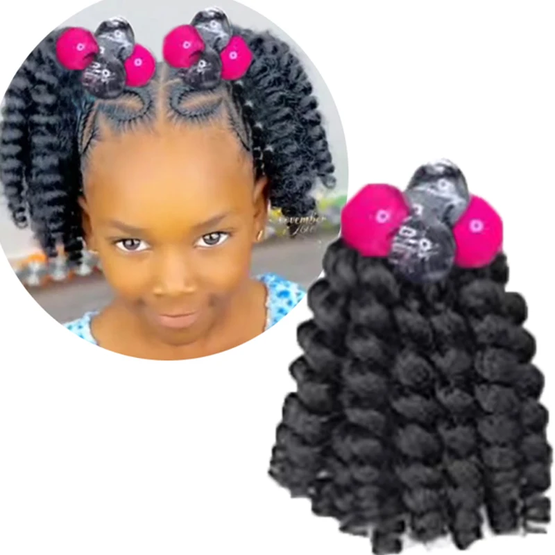 2pcs Kids Ponytail Hair Extension Braid Dievčatá spletené na GO FOR FOR GIRL GUADS, Black Hair Band a Ball Zahrnuté odnímateľné opakovane použiteľné