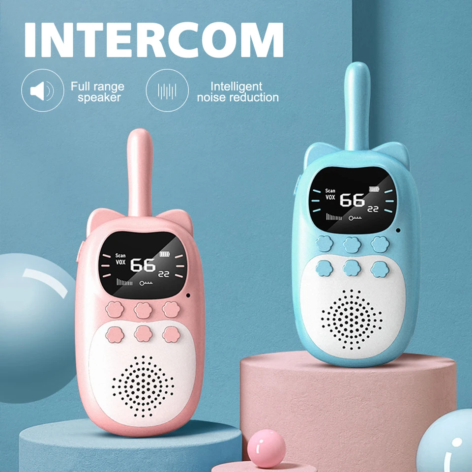 2pcs Kids Walkie Talkie Nabíjateľné 1 000 mAh vreckového počítača 0,5 W 3 km rádio -transceiver interphon pre deti hračky darčeky k narodeninám