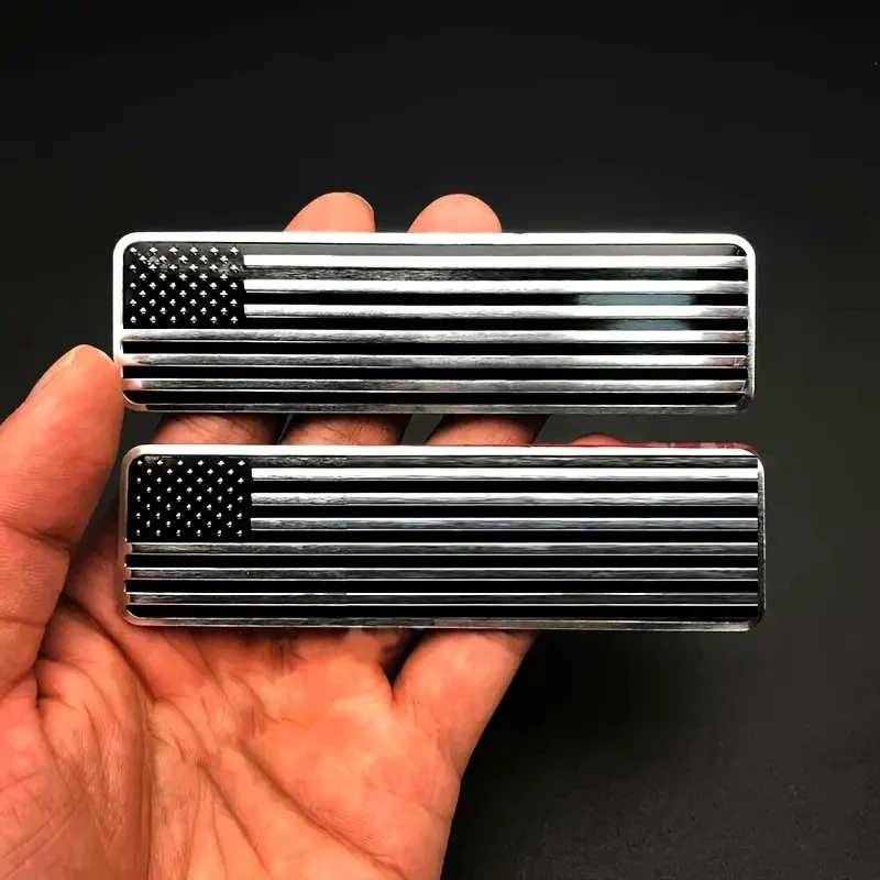 2PCS kovové čierne americké americké vlajkové mapy Emmlesové znaky automobilový kmeň znak odznak nálepka pre vozidlá pre motorové bicykle