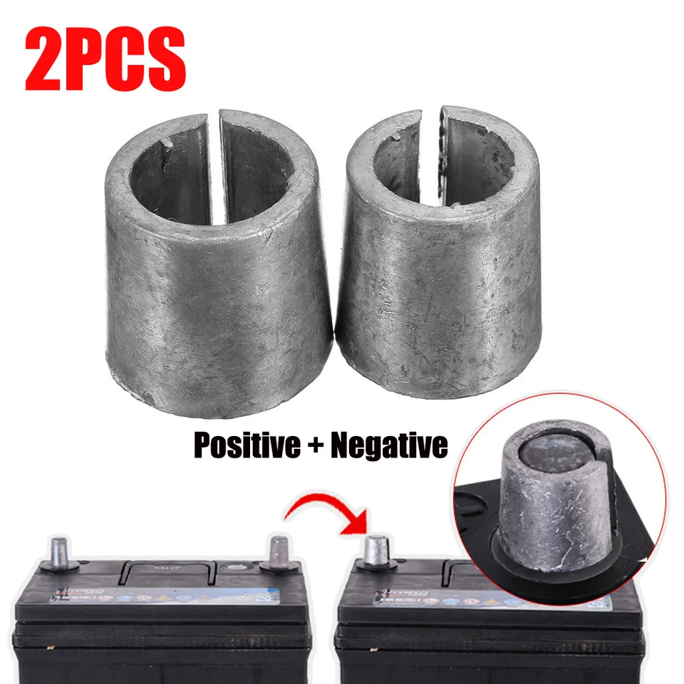 2pcs kovový záporný batériu Terminálový adaptér Kladné stĺpiky SHIM prevodníky olovo Automobilové batérie Oprava hlavy batérie